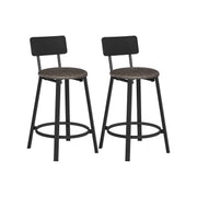 Barstoelen industrieel design vintage bruin-inktzwart – zijaanzicht