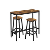 Bartafelset met 2 barkrukken vintage bruin-zwart | Kymiko