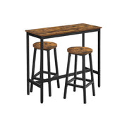 Bartafelset met 2 barkrukken vintage bruin-zwart | Kymiko