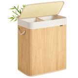 Bamboe wasmand met deksel en afneembare waszak opvouwbaar – detailfoto deksel – naturel
