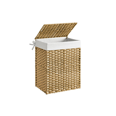 Handgeweven wasmand van synthetisch rotan