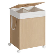 Wasmand met meerdere compartimenten en wielen