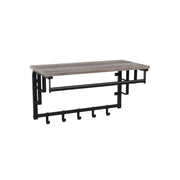 Wandplank met 5 afneembare haken