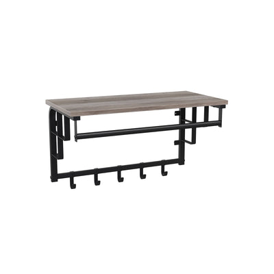 Wandplank met 5 afneembare haken