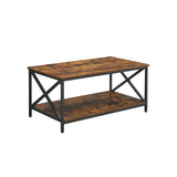 Salontafel met plank vintage bruin-zwart | Kymiko
