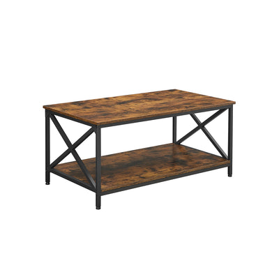 Salontafel met plank vintage bruin-zwart | Kymiko