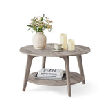 Collectie MAEZO – Salontafel met twee niveaus en handige opbergruimte – vooraanzicht – lichtbruin