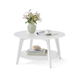 Collectie MAEZO – Salontafel met twee niveaus en handige opbergruimte – vooraanzicht – wit