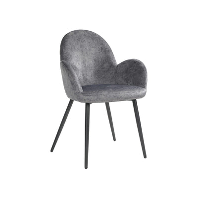 Eetkamerstoel met grijs fluwelen bekleding | Kymiko