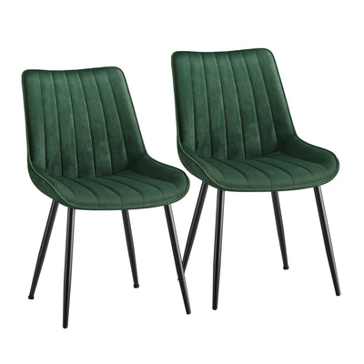 Fluwelen eetkamerstoelen met gebogen rugleuning – vooraanzicht – beige