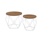 Ronde salontafel met afneembaar blad, set van 2