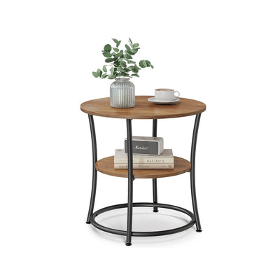 Ronde salontafel met onderplank in industrieel design