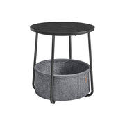 Ronde bijzettafel met stoffen mand