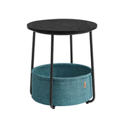 Ronde bijzettafel met stoffen mand