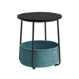 Ronde bijzettafel met stoffen mand | Kymiko