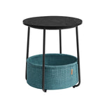 Ronde bijzettafel met stoffen mand