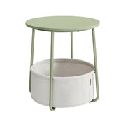 Ronde bijzettafel met stoffen mand