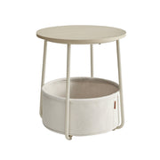 Ronde bijzettafel met stoffen mand | Kymiko