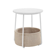 Ronde bijzettafel met stoffen mand