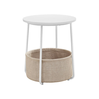 Ronde bijzettafel met stoffen mand