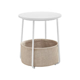 Ronde bijzettafel met stoffen mand | Kymiko