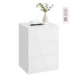 Bijzettafel 3 lades modern ebbenhout – vooraanzicht – wit