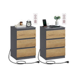 Bijzettafel 3 lades modern ebbenhout – vooraanzicht – grijs groot