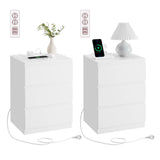 Bijzettafel 3 lades modern ebbenhout – vooraanzicht – wit groot