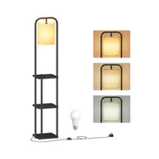 Vloerlamp met Planken en Stoffen Kap