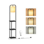 Vloerlamp met Planken en Stoffen Kap