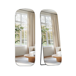 Staande passpiegel met aluminium frame voor slaapkamer – vooraanzicht
