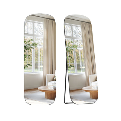 Staande passpiegel met aluminium frame voor slaapkamer – vooraanzicht