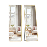 Staande passpiegel met aluminium frame voor slaapkamer