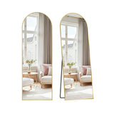 Staande passpiegel met gebogen design en aluminium frame – totaaloverzicht – zilver smal