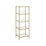 Smalle glasplank met stalen frame