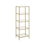 Smalle glasplank met stalen frame