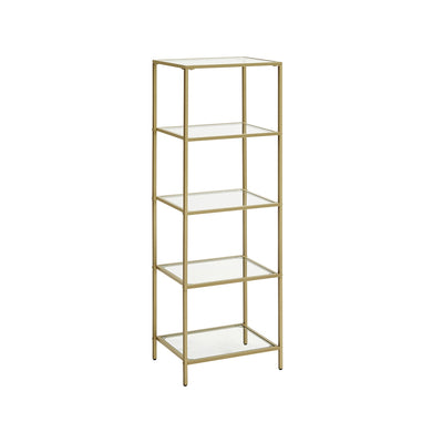 Smalle glasplank met stalen frame