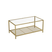Salontafel met gehard glas en fijnmazig roosterplank