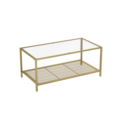 Salontafel met gehard glas en fijnmazig roosterplank