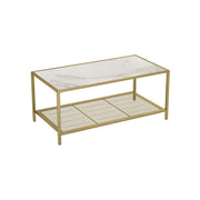 Salontafel met gehard glas en fijnmazig roosterplank