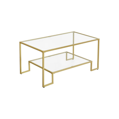 Salontafel gemaakt van gehard glas met stalen frame