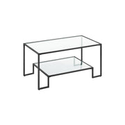 Salontafel gemaakt van gehard glas met stalen frame