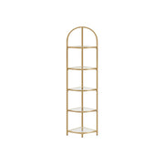 Hoekplank van gehard glas met stalen frame