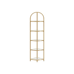 Hoekplank van gehard glas met stalen frame