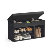 Schoenenbank met zitting bekleed in vintage bruin | Kymiko