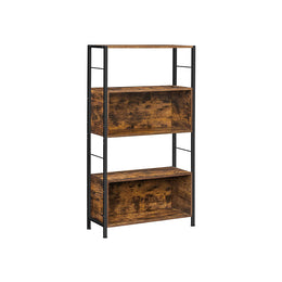 Industriële stijl boekenkast vintage bruin-zwart | Kymiko