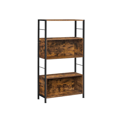 Industriële stijl boekenkast vintage bruin-zwart | Kymiko