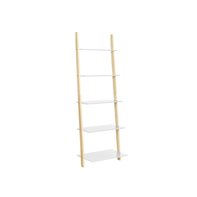 Ladderplank met 5 niveaus mat wit-natuurkleur | Kymiko