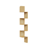Wandplank met 5 niveaus en zijpanelen van PVC-rotan – zijaanzicht – geel naturel
