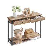 Consoletafel met 2 lades en stalen frame | Kymiko